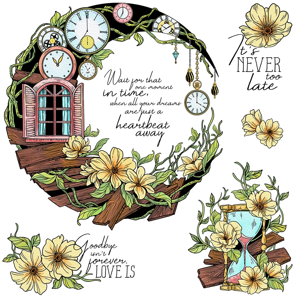 

Mangocraft Moon House With Spring Floral Decor Clear Stamps DIY Scrapbooking Supplies Silicone Stamp For Cards Albums Crafts