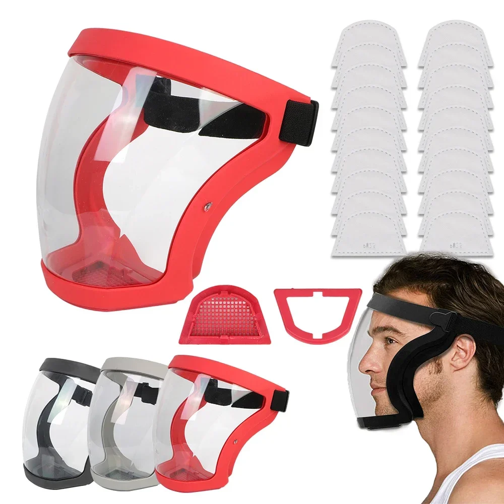 Face shield mask Full Face Shield Mask Transparent Head Eye Safety Protective Cover Glasses Screen Visors Dust WindProof Anti-Fog Kitchen Tools