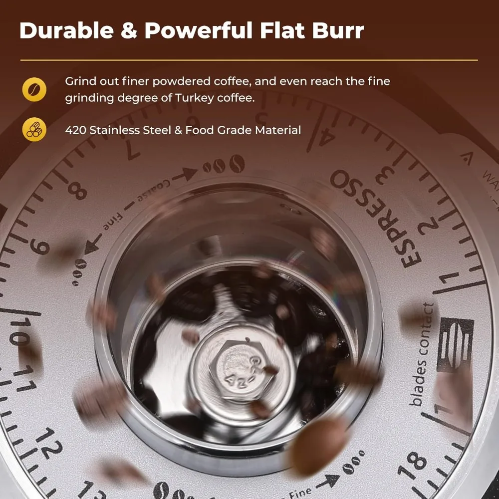 Coffee Grinder Electric 19 Settings Digital Timer Display Commercial With Large 35 Oz Hopper