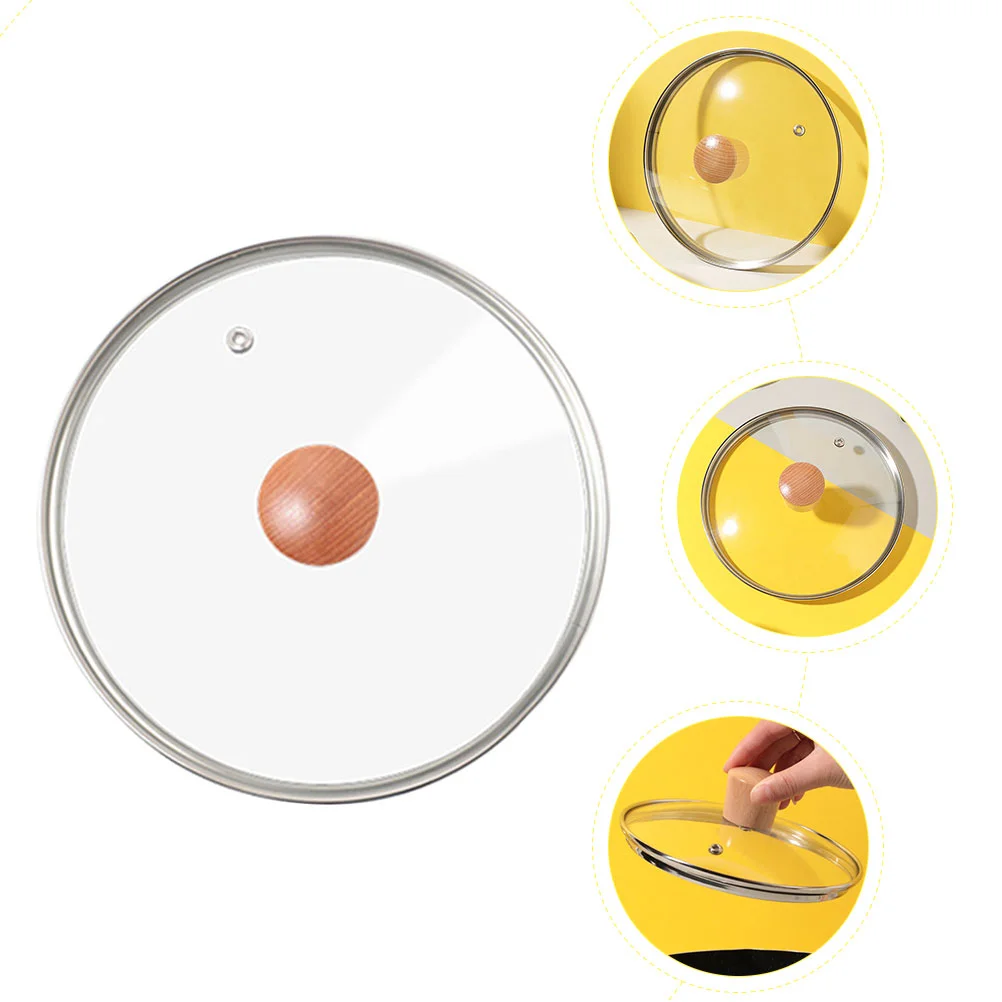 18Pcs Pot Cover Tempered Glass Pan Lid Cookware Parts Wood Knob Kitchen Utensil Sturdy High Temperature Resistance