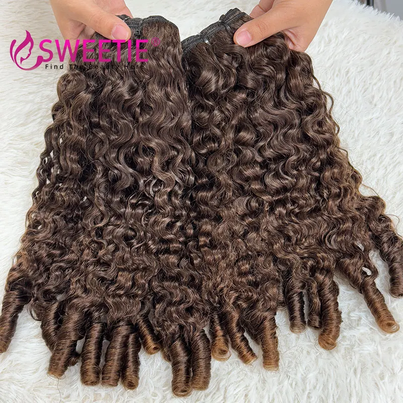 Chocolate Brown Burmese Curly Hair Bundles 12A Highlight Cambodian Curly Human Hair Extensions Vietnamese Remy Hair Bundles 3