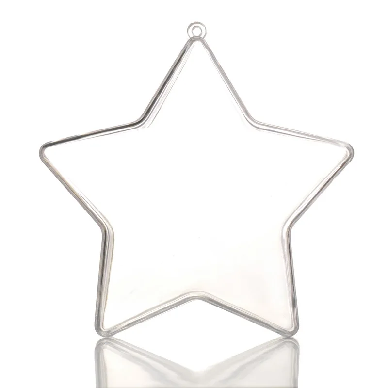 10 Set DIY Fillable Star Shape Ball Clear Plastic Ornamens Balls Christmas Tree Pendant Bauble Party Decor Transparent Candy Box