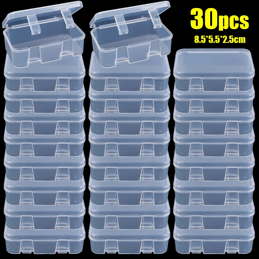 30pcs/pack Small Plastic Transparent Storage Box for Jewelry Container Case Home DIY Beads Crafts Package Clear Cases Boxes 4 pcs clear plastic box display case beads storage container 72x52mm plastic storage box