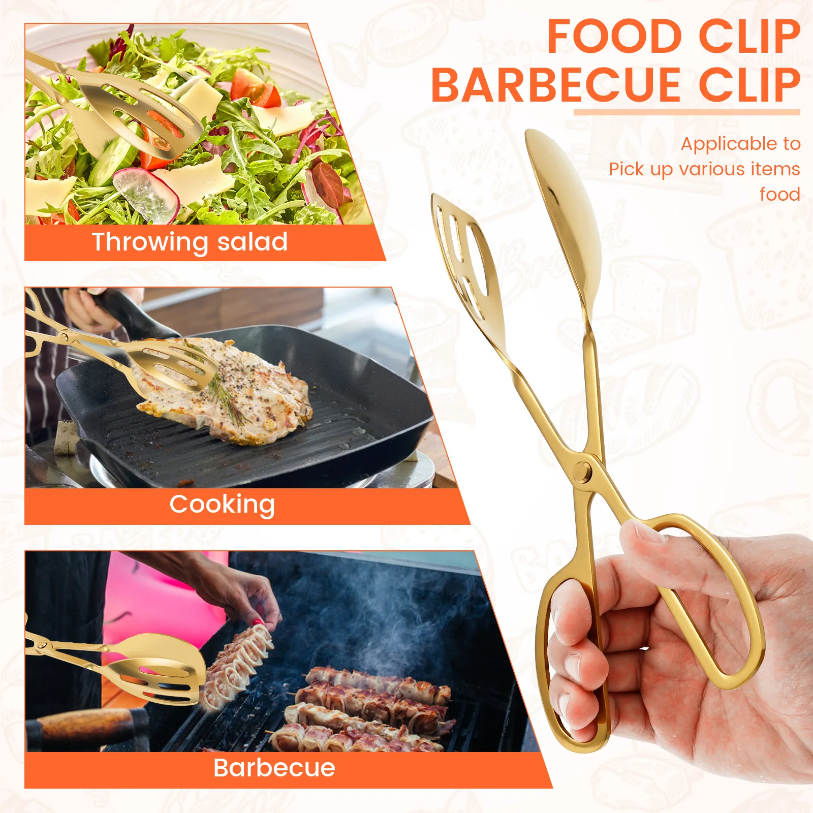 2Pcs Stainless Steel Food Tongs Kitchen Grill 10 Inch food grade Buffet Serving Tongs for BBQ salad breads Kitchen Cooking Tools