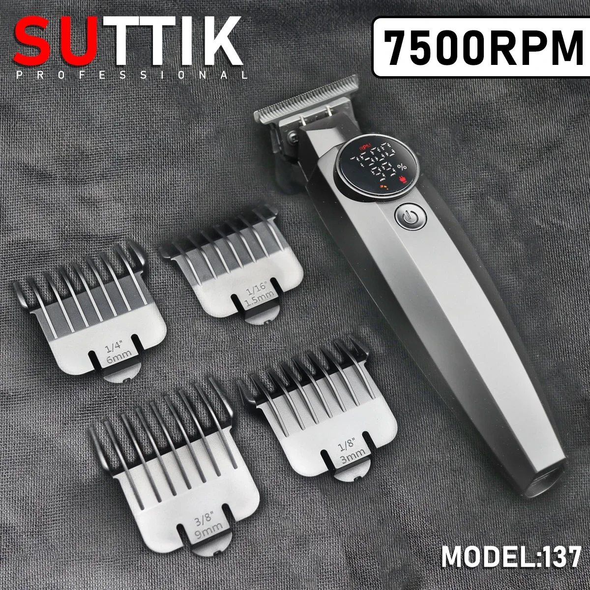 7500RPM 137 Professional Hair Trimmer Electric Clipper DLC Ceramic Blade Salon Finisher Machine for Man Barber