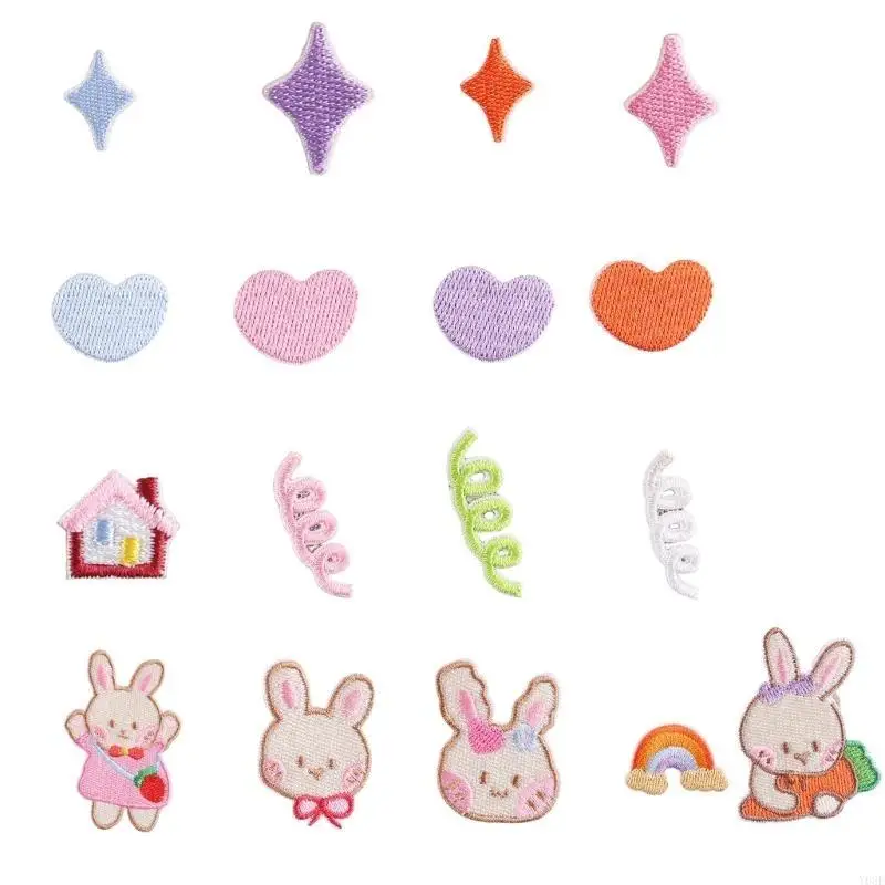 17 PCs Herzsticke Patches Schöne Kaninchen Eisen auf Flecken Nähen auf Flecken Y08E – Detail 4
