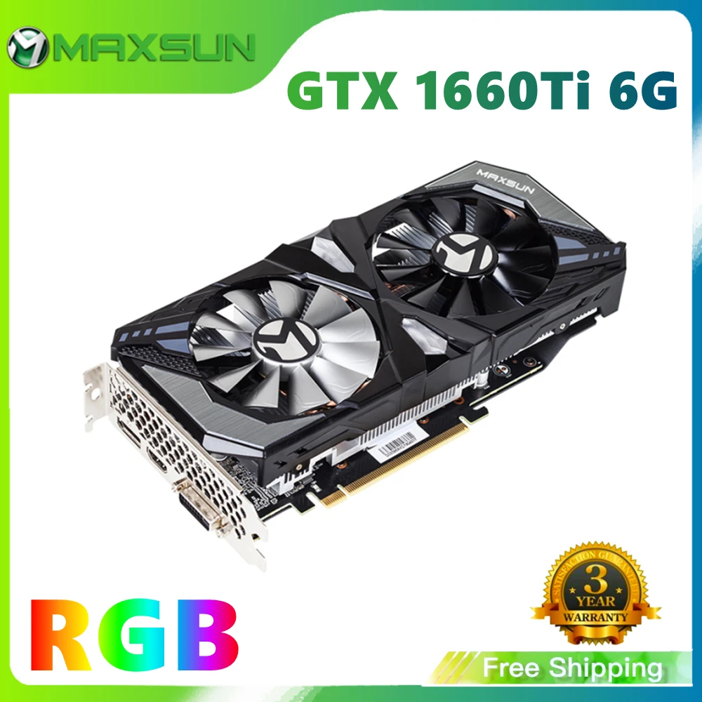 MAXSUN Full New GTX 1660 ti Terminator 6GB 192Bit GDDR6 Graphics Cards PCI Express 3.0 x16 DP DVI Domputer Video Card gaming card for pc