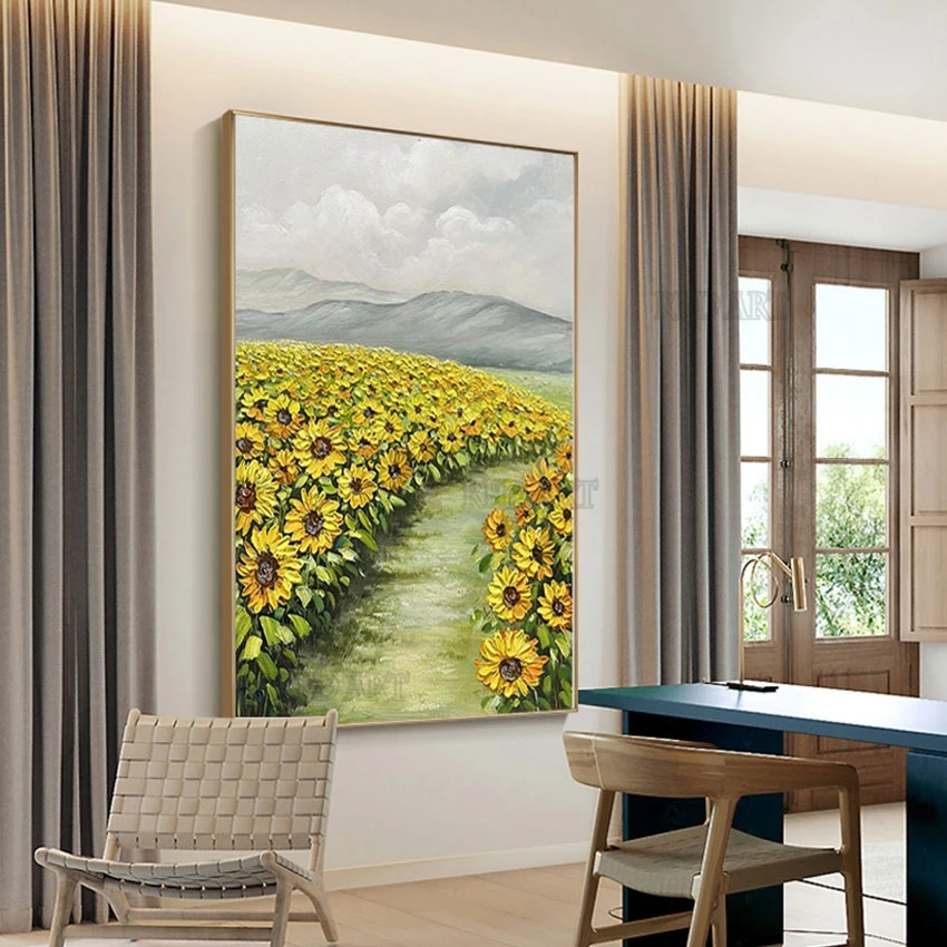 

Handmade Garden SceneryPicture Abstract Sunflowers Oil Painting Wall Picture Art On Canvas Luxury Artwork Interior For Home