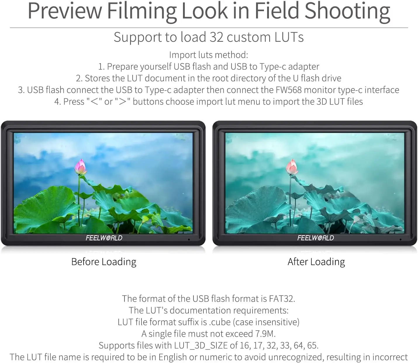 FEELWORLD FW568 V3 6 Inch DSLR Camera Field Monitor with 3D LUT Full HD1920X1080 Support HDMI Output with Tilt Arm for Gimbal