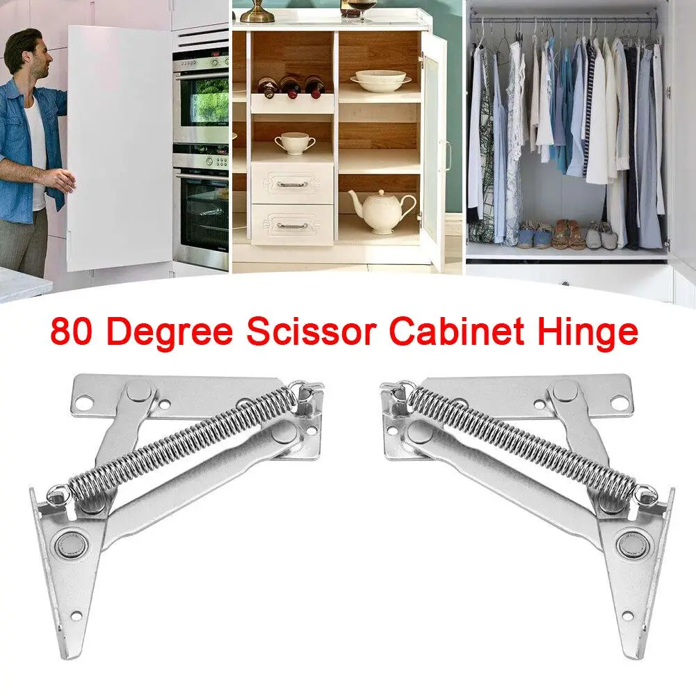 Description Picture 2 of item2Pcs 80 Degree Scissor Hinge Cabinet Upper Flip Door Scissor Hinge Sofa Folding Spring Hinge Lift Up Stay Flap Top Support Tool