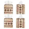 Custom Moroccan Berber Rug Boho Style Tissue Box Cover Square PU Leather Bohemian Geometric Facial Tissues Holder for Home 2
