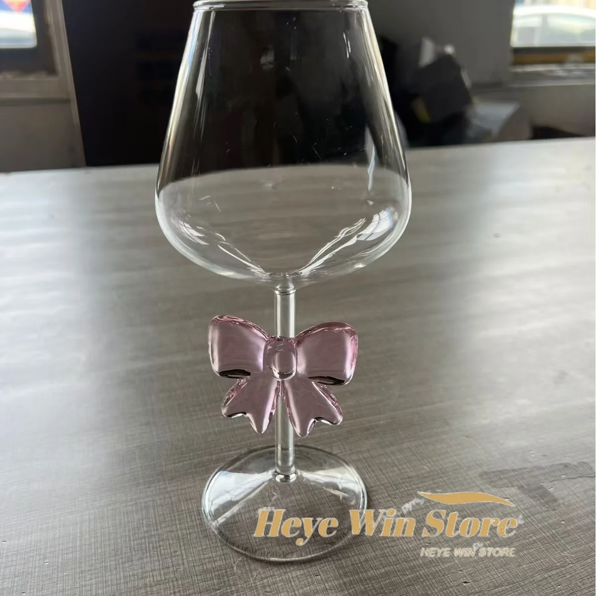 Pink Bow Ceative Large Capacity Red Wine Glasses Cup with Stem Glass Goblet Cup for Wedding Party Girls