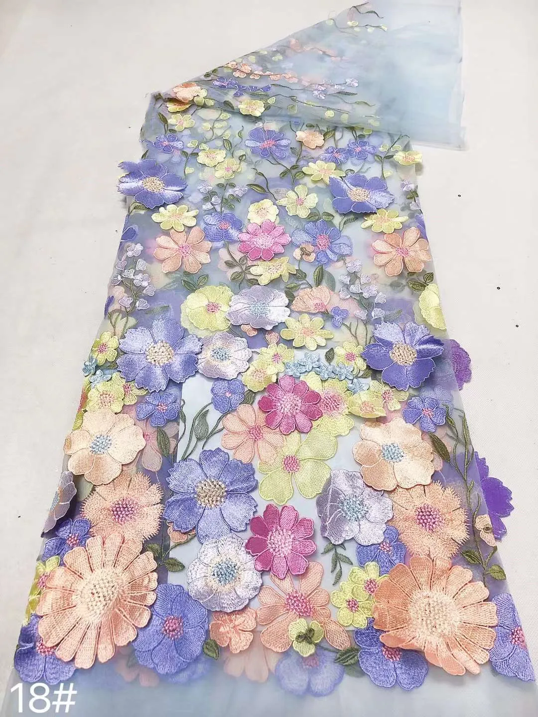 

Pretty Party Dress Fabric Colorful Beads/Crystal beads Embroidery French Mesh yarn African Lace For Weddings/ Evening Dresses