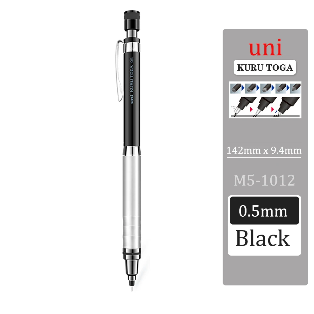 UNI Kuru Toga Mechanical Pencil M5-1012 Automatic Rotation Low Center of  Gravity Metal Handshake 0.5mm Comic Sketch Stationery - AliExpress