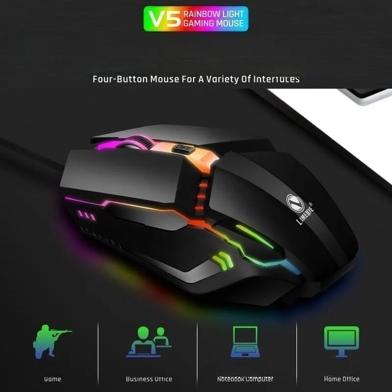 V5 Game Mouse Wired Mechanical Macro Mouse Office Desktop Computer Laptop