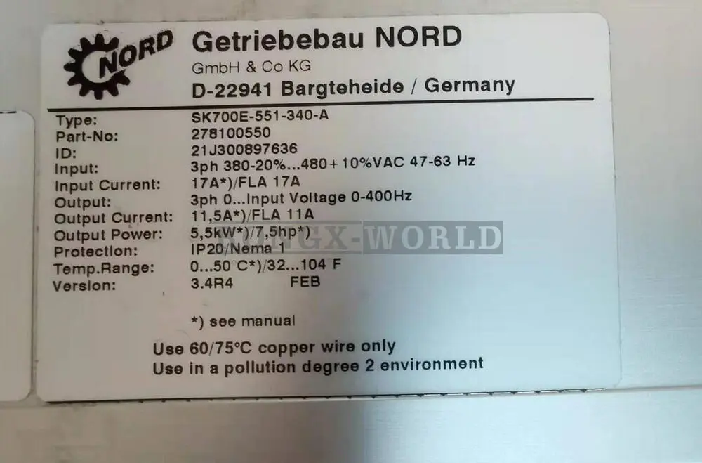 

Один использованный инвертор NORDAC