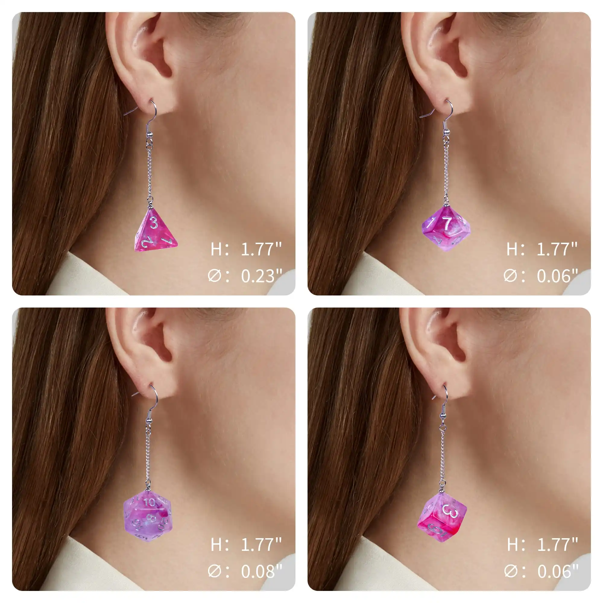 Women Dice Earrings Resin Nebula D4 D6 D8 D10 D20 Drop