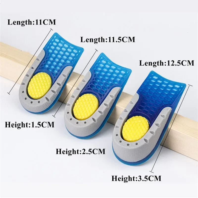 Heightening Half Pad Invisible Honeycomb Elastic Shoe Insoles Silicone Gel for Men Women Soft Comfort Inner Growing