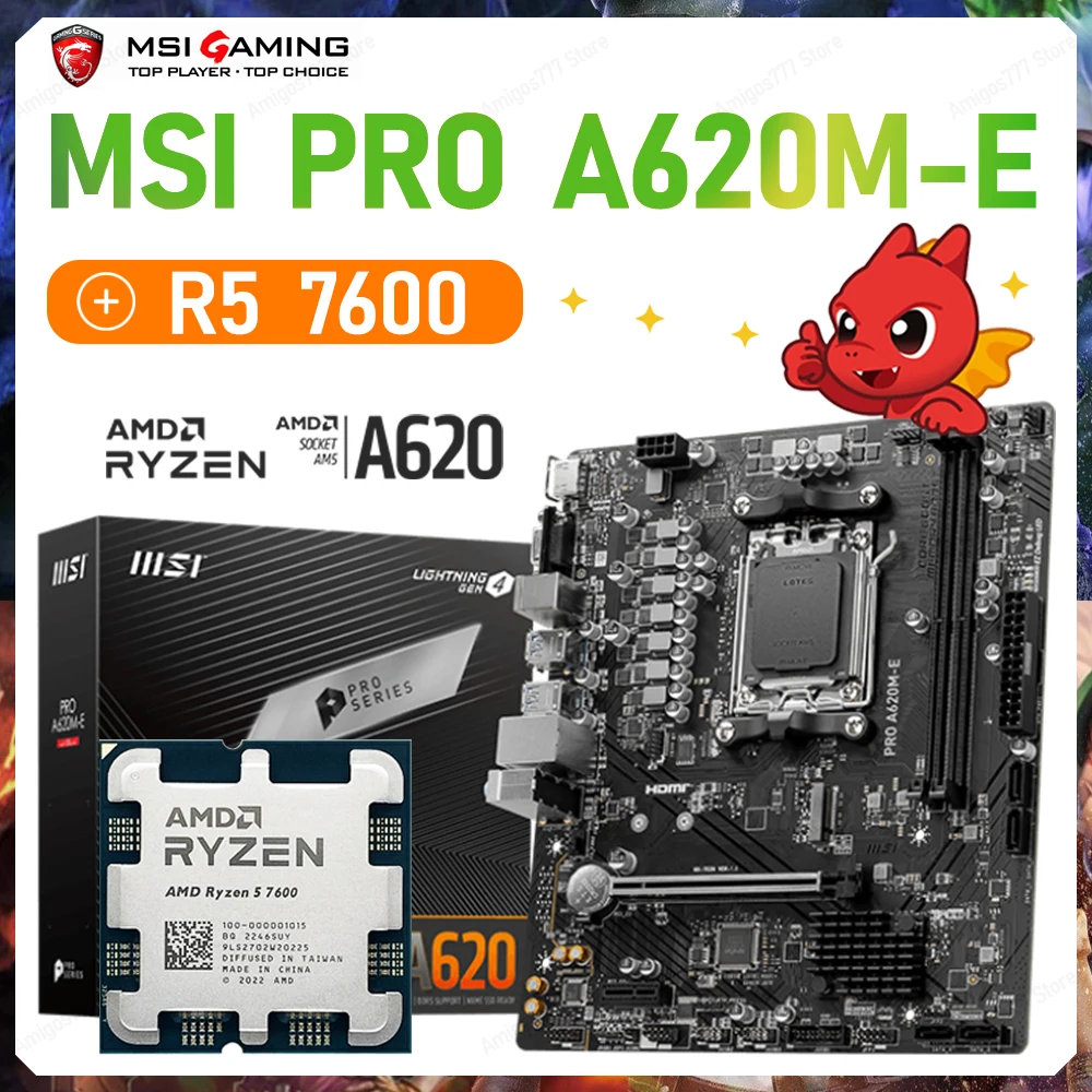 MSI PRO A620ME Motherboard Combo Soket AM5 CPU AMD Ryzen, 40 OFF