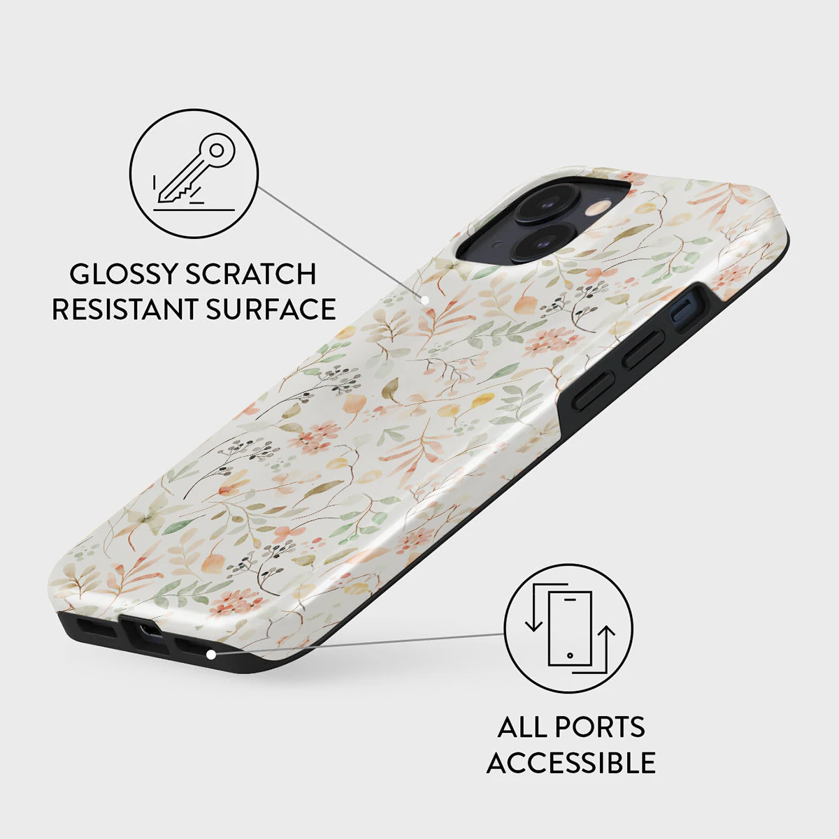 White Wildflowers Magnetic Phone Case - Durable Dual-Layer TPU Back Cover
