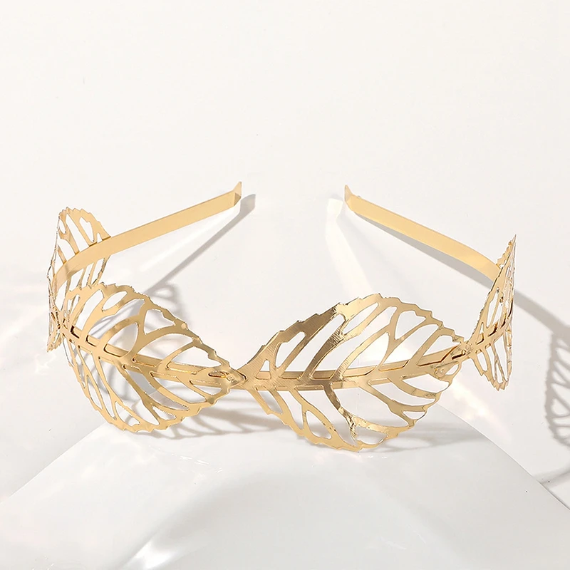 New Gold Color Leaf Headband Headpiece Crown Tiara Headdress Goddess Greek Head Jewelry Bride Wedding Hair Accessories