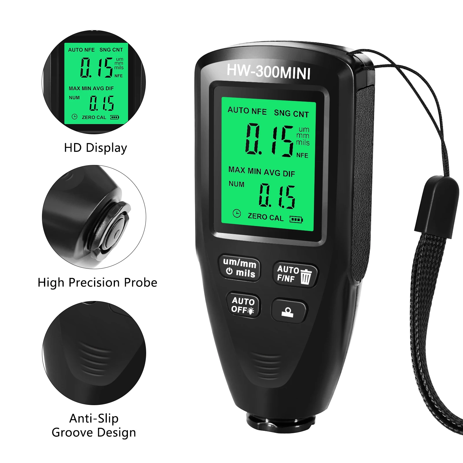 Paint Thickness Gauge Thickness Gauge Mini HW300 Car Paint Thickness Gauge Inspection Tools Tester Digital Car Paint Measuring Device Visvisits Meter