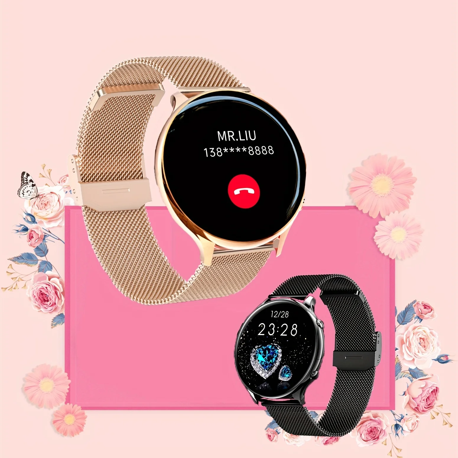 

2 Pcs Smart Watch With 24 Sports Modes, Pulse Meter, Blood Oxygen Saturation, Menstrual Record, Sleep And Heat Monitor