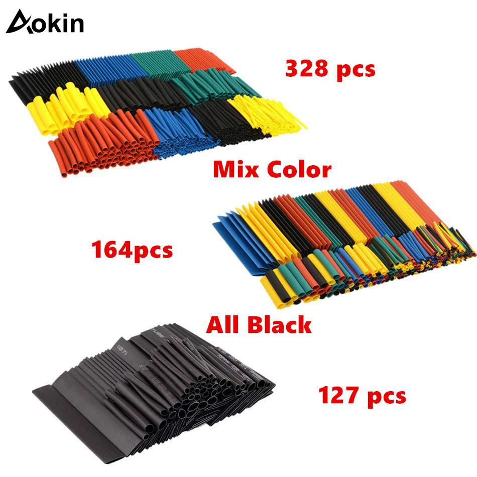 328Pcs Insulation Sleeving Thermal Casing Car Electrical Cable Tube kits Heat Shrink Tube Tubing Wrap Sleeve Assorted Heat Shrink Tubing