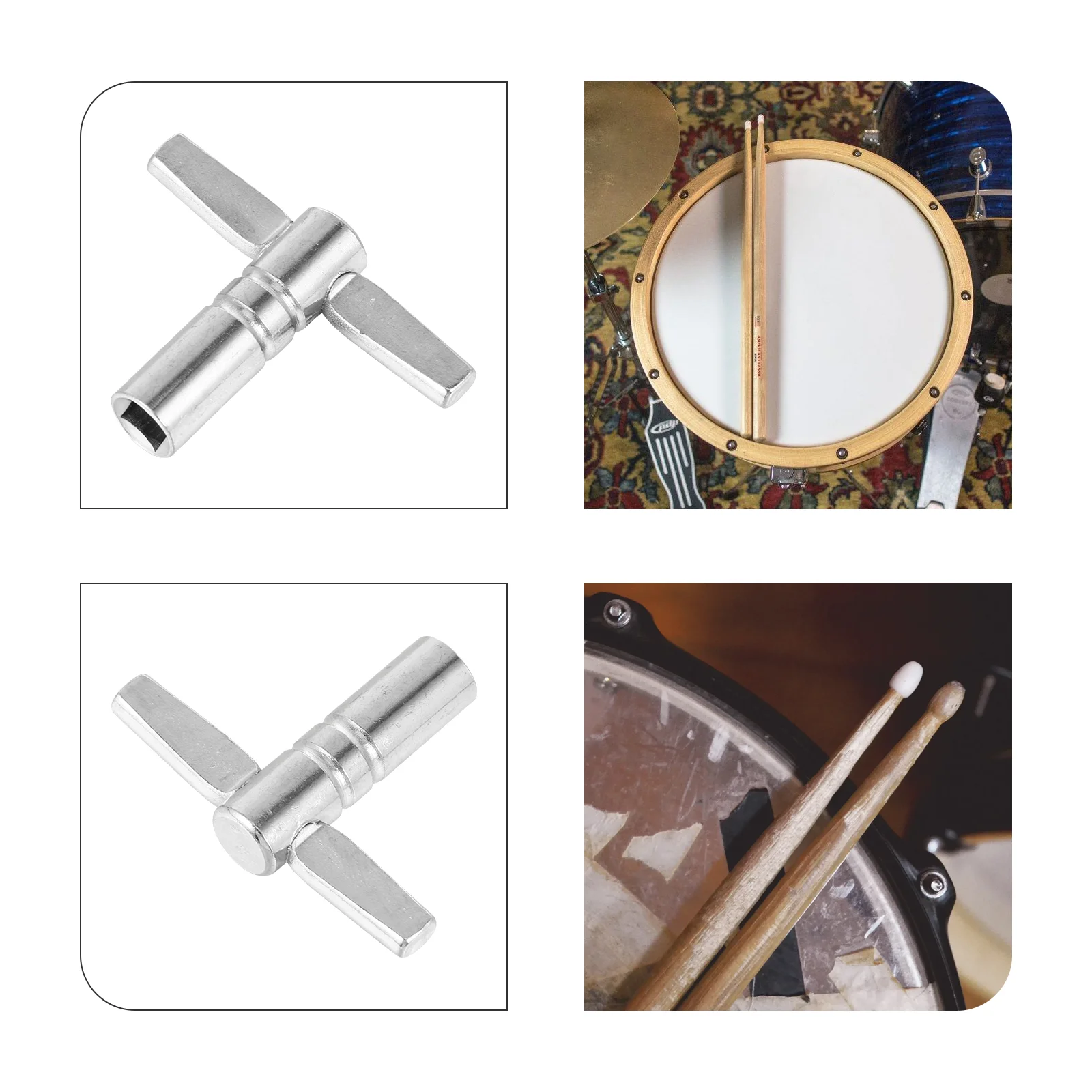 

6 Pcs Drum Wrench T-Shaped Keys Instrument Tool Universal Stainless Steel Percussion Parts