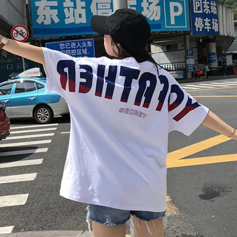 

Женская длинная футболка с графическим принтом, мешковатая футболка с коротким рукавом, дешевая одежда, бесплатная доставка, модная футболка в стиле Харадзюку, Y2k