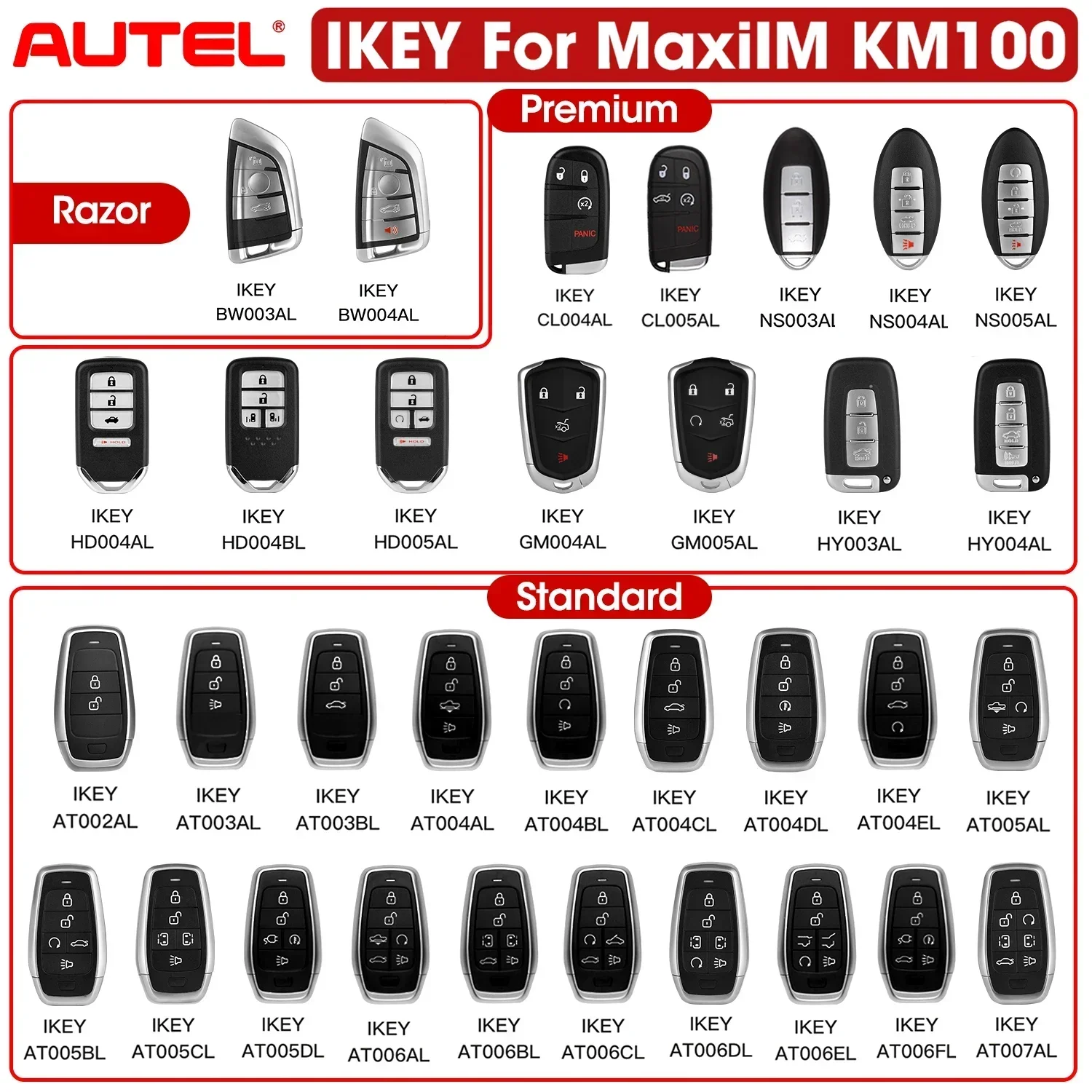 1PCS Autel IKEYBW003AL IKEYBW004AL IKEYLR005AL IKEYVW003AL Für Autel Smart Key Für KM100 IM508 IM608 KM100E – Detail 1