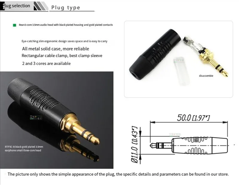 2 t2s canare 3,5 Kopfhörer-Verlängerung kabel nys240lbg Audio rtp3cb weibliches Kopf fieber kleiner 3-adriger Koppler rean – Detail 3