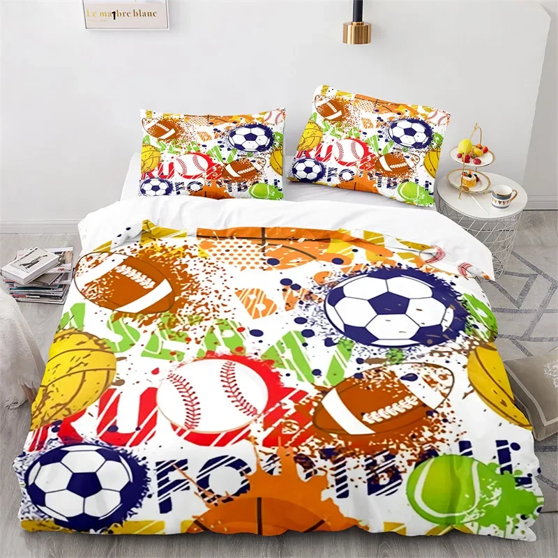 

Football Duvet Cover Ball Sport Theme Bedding Set Twin King For Teen Boys Microfiber Soccer Game Comforter Cover With Pillowcase