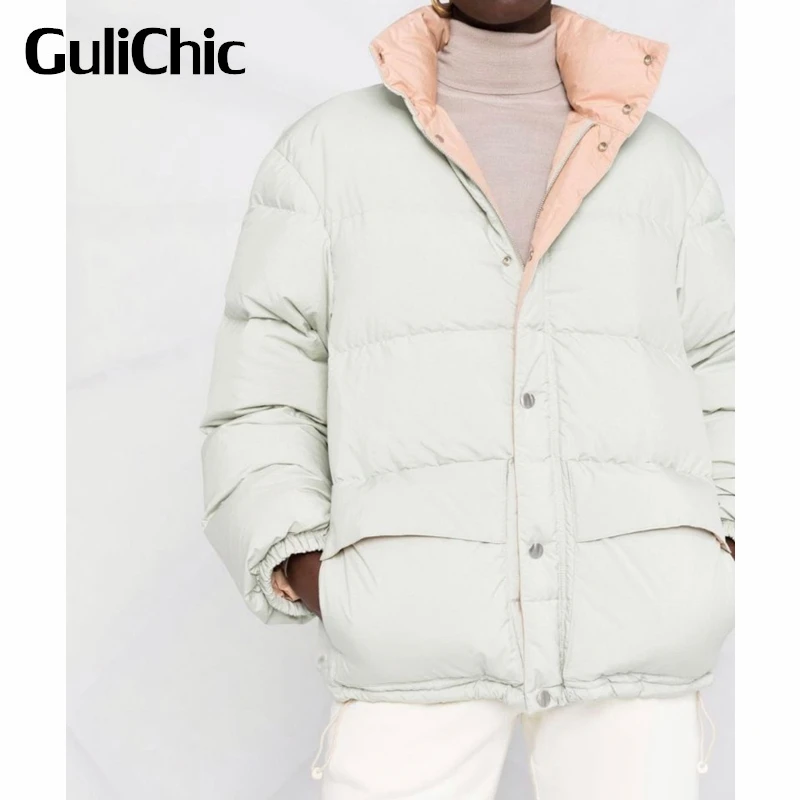 

9.3 GuliChic Women Keep Warm Comfortable Fashion Hooded Solid Color Casual Loose Down Jacket