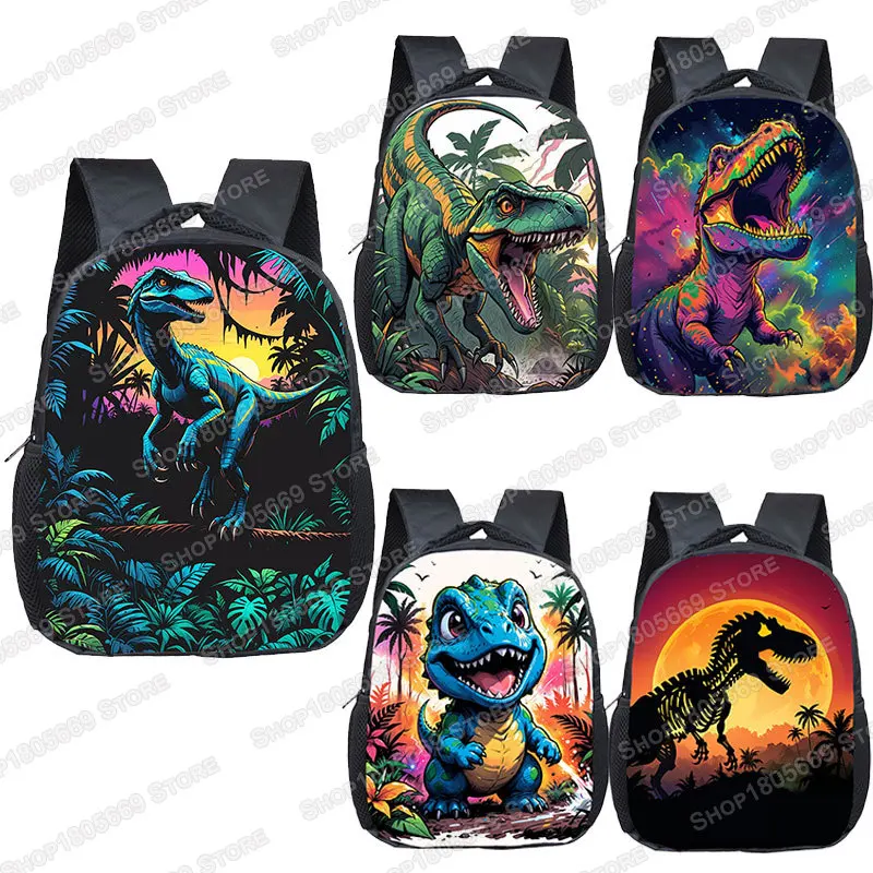 12 Inch Cute Dinosaur Print Backpack for 2-4 Years Old T-rex Skeleton Kids School Bag Kindergarten Girls Toddler Bookbags Gift 1