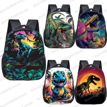 12 Inch Cute Dinosaur Print Backpack for 2-4 Years Old T-rex Skeleton Kids School Bag Kindergarten Girls Toddler Bookbags Gift 1