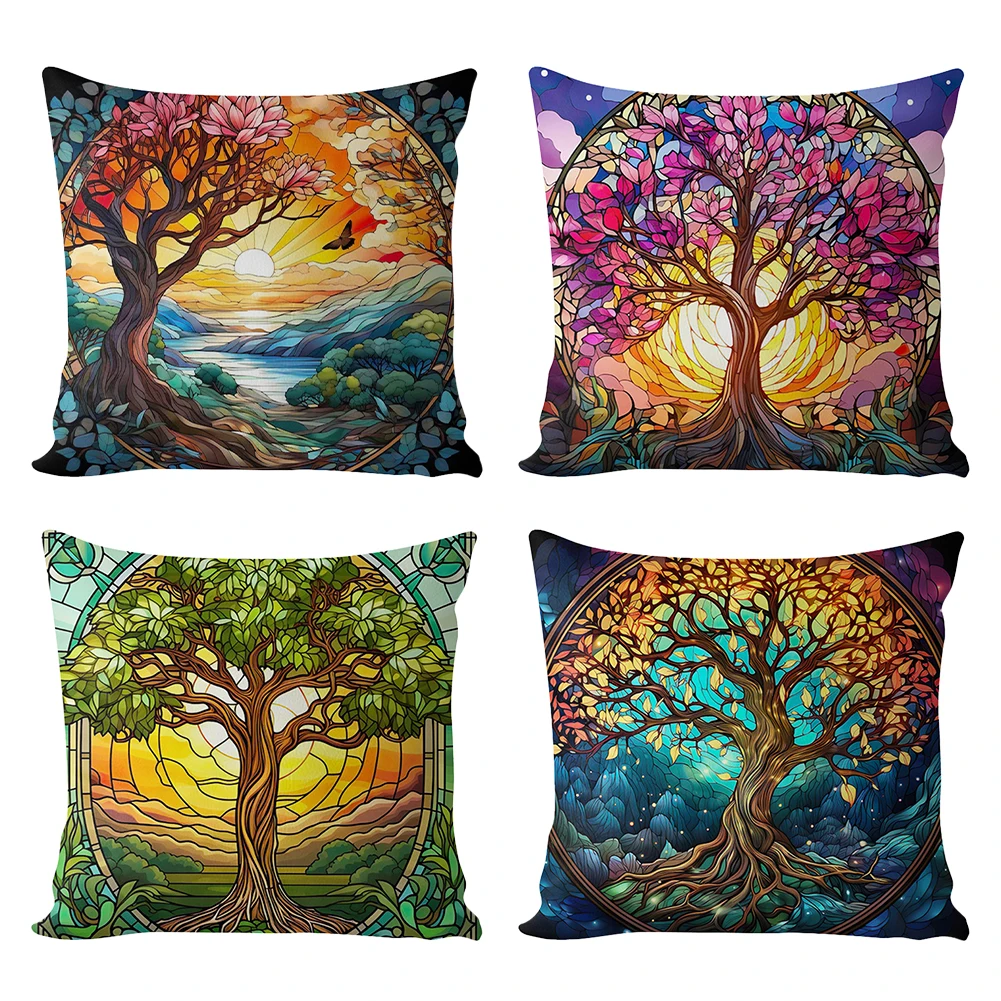 Cross Stitch Kit 17.72x17.72In Cross Stitch Pillow Cover with Instructions Cotton Cushion Embroidery for Adults Beginners Sewing Craft Gift