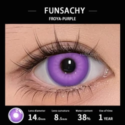 Vibrant Black and White Cosplay Contact Lenses - Colored Anime Eye Makeup for Halloween Accessories (FROYA - PURPLE)