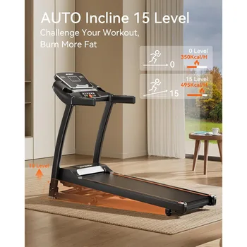 Treadmill for Home, 3.0 HP Treadmill with Incline, Heart Rate Sensors, Digital Display for Walking, Running, and Indoor Fitness 2