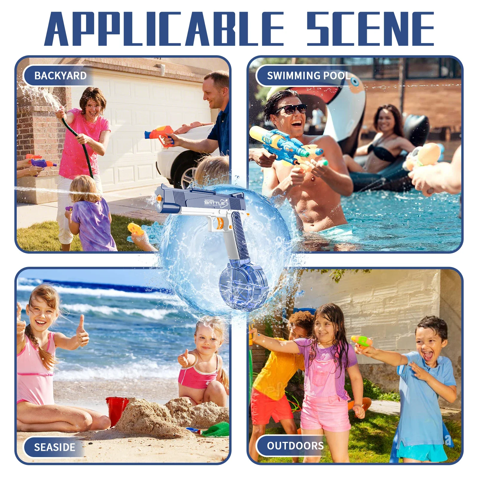 Summer Water Gun non Electric Pistol High-pressure Full Automatic Shooting Water Beach Gun For kid Children Boys Girls Adult Toy 5