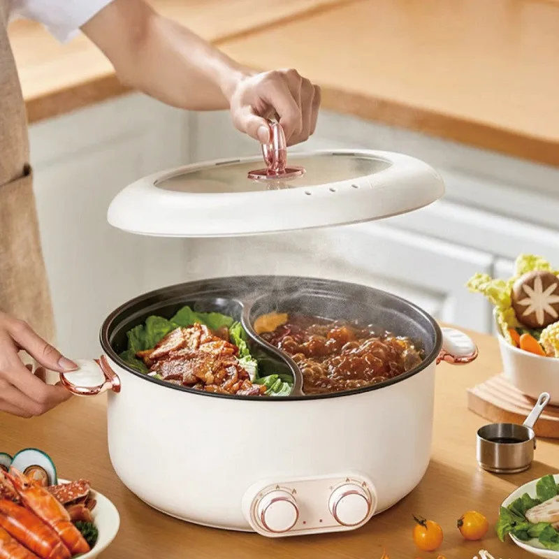 5L 6L Home Yuanyang Electric Hot Pot Electric Boiled Pan Large Capacity Double Soup Pots Non Stick Electric Frying Pan 2000W 2