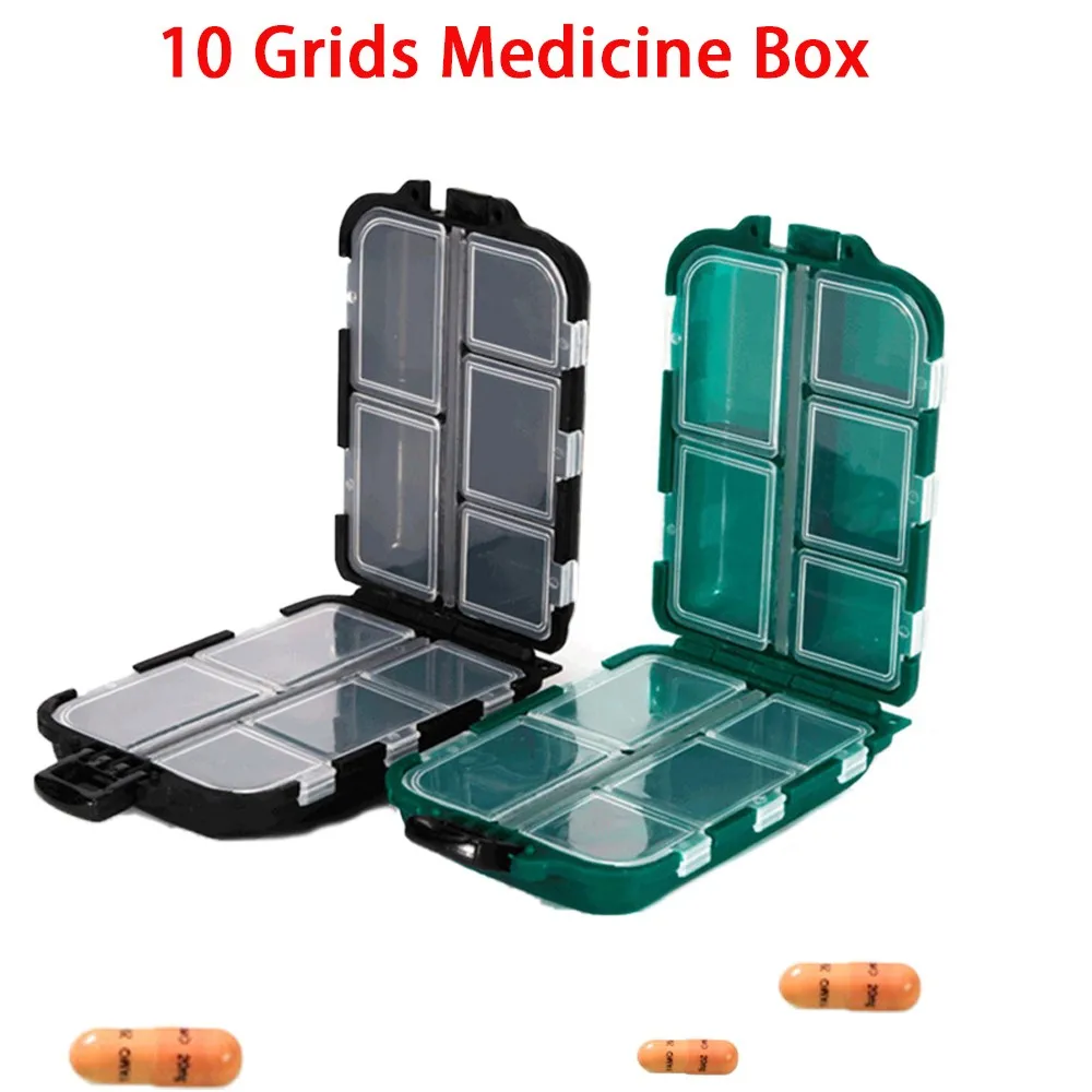 

10 Grids Medicine Box Multifunctional Storage Medicine Small Items Storage Multi color Luya Fish Bait Container Dispenser