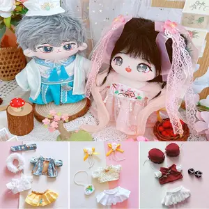 20cm Doll Clothes Lovely Wedding Dress Up Fashion Doll Dresses Cute Plush Doll Headwear Kids Toys DIY Doll Accessories