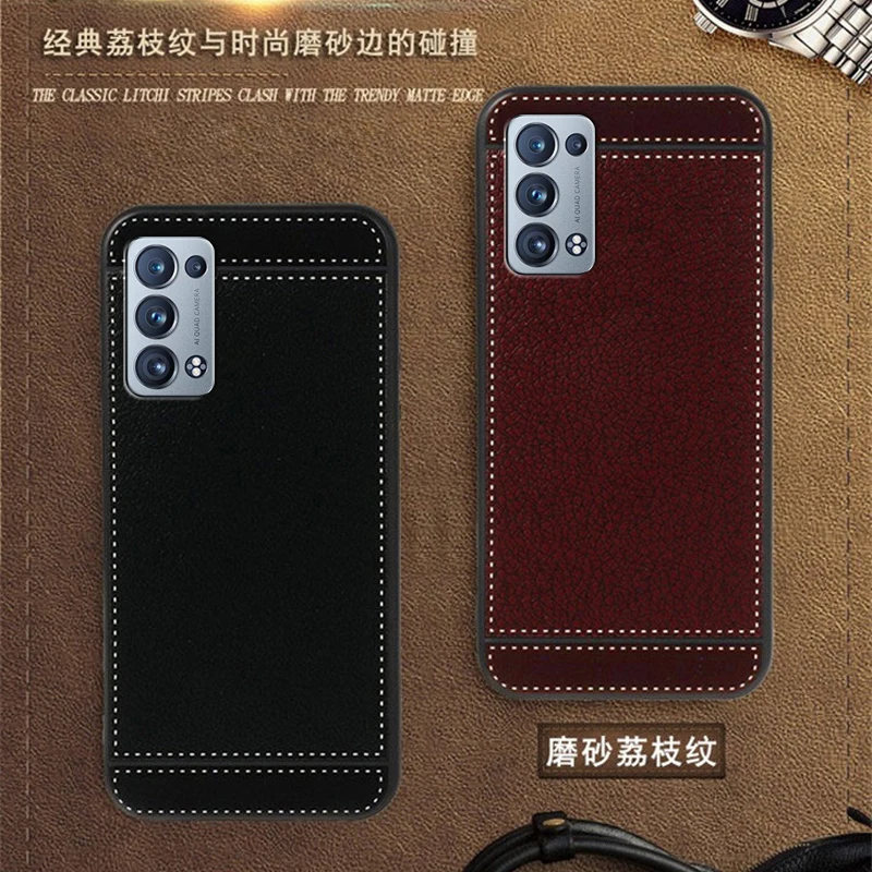 

OPPO Reno 6 Pro 5G CPH2247 Case 6.55 Inch Black brown pink red blue soft TPU leather pattern Cover for OPPO Reno6 Pro 5G CPH2247