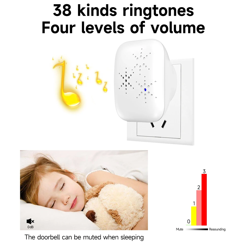 Cerhot Self Powered Outdoor Wireless Doorbell Waterproof Door Ring Chime 150M Distance 38 Songs Home Welcome Door Bell Sets wireless doorbell