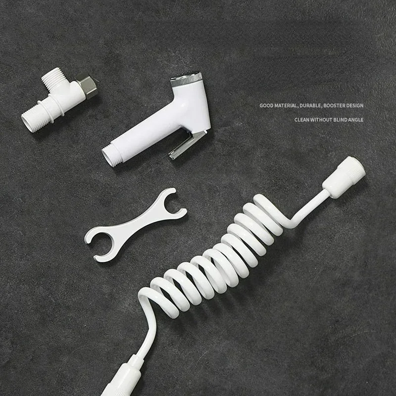 ABS Portable Bidet Sprayer Set Handheld Toilet Bidet Retractable Spring Hose Adapter Free Mounting Bracket Switch Cleaning Tool 5
