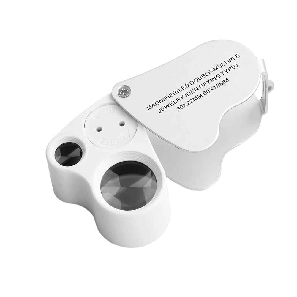 Magnifying Glass Jewelry Magnifier Jewelry Magnifying Glass 30X 60X Illuminated Jewelers Loupe Magnifier Foldable Jewelry Magnifier With Bright LED Light For Gems Jewelry Coins Stamps