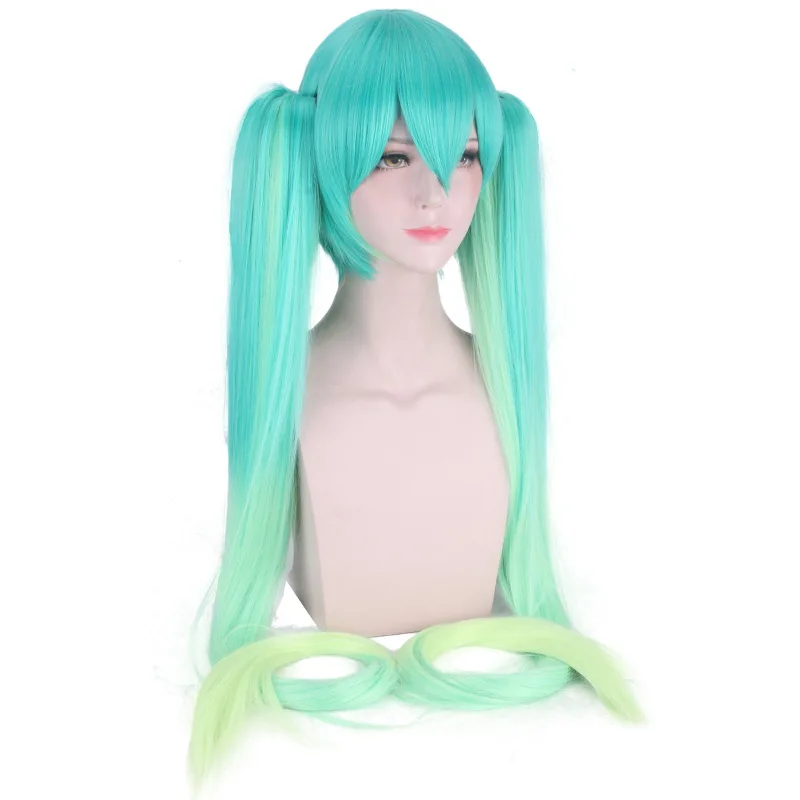 Anime Miku Cosplay Vocaloid Miku Cosplay Wig Anime Racer Miku Blue Long Dream Gradient Hair Color for Girls Woman Vehicle Race