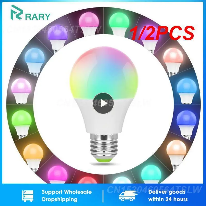 

1/2PCS WiFi Smart Color Bulb E27 LED RGB Lamp Support Alexa Home Tuya Smart Home 110-250V RGB+White Dimmable Timer Light