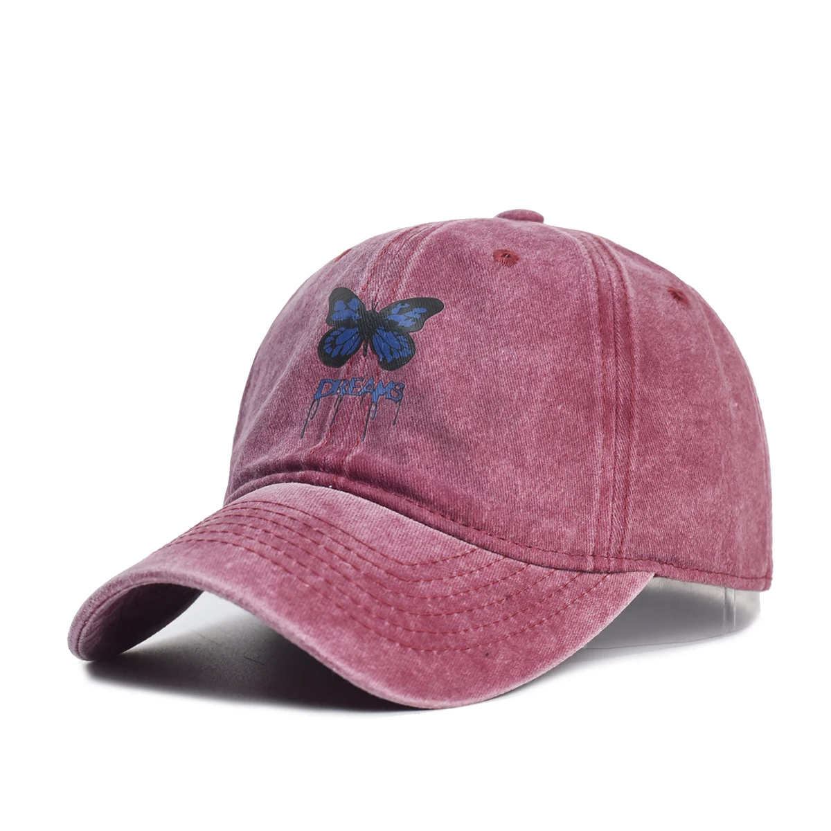 

Butterfly Washed Cotton Baseball Caps For Women Men Retro Letter Embroidery Snapback Hats Sun Visors Hip Hop Dad Hat Casquette